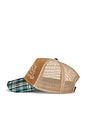 view 3 of 3 Plaid Cord Trucker Hat in Sepia Stone
