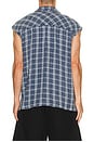 view 2 of 5 Sleeveless Flannel Button Down Shirt in Navy & White
