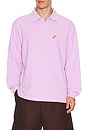 view 1 of 5 Long Sleeve Pique Polo in Lavender