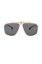 view 1 of 3 0VE2242 Sunglasses in Gold & Dark Grey