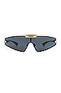 view 1 of 7 Shield Sunglasses in Black & Gold