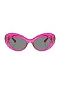 view 1 of 3 Oval Sunglasses in Pink Transparent