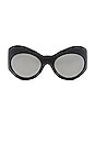 view 1 of 3 Oval Sunglasses in Black & Mirror Silver