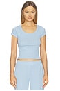 view 1 of 4 Pointelle Scoop Tee in Vintage Blue