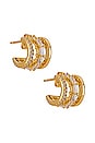 view 1 of 2 PENDIENTES TRIPLE PAVE in Gold