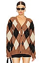 view 1 of 4 Argyle Sweater Cardigan in Brown & Cream