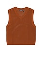 view 1 of 5 Open Knit V Neck Vest in Copper