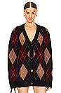 view 1 of 4 Argyle Sweater Cardigan in Brown & Burgundy