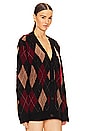view 2 of 4 Argyle Sweater Cardigan in Brown & Burgundy