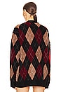 view 3 of 4 Argyle Sweater Cardigan in Brown & Burgundy