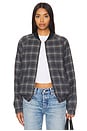 view 1 of 5 Plaid Bomber Jacket in grey & black