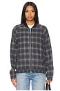 view 2 of 5 Plaid Bomber Jacket in grey & black