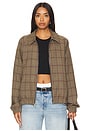 view 1 of 5 Plaid Bomber Jacket in brown & black