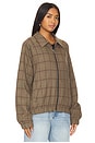view 3 of 5 Plaid Bomber Jacket in brown & black