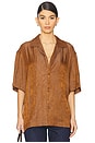 view 2 of 5 Crinkled Short Sleeve Shirt in Brown