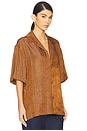 view 3 of 5 Crinkled Short Sleeve Shirt in Brown
