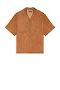 view 1 of 5 Crinkled Short Sleeve Shirt in Brown