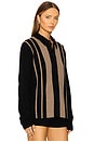 view 2 of 4 Vertical Stripe Knitted Work Shirt in Black & Taupe