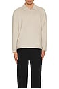 view 3 of 4 The Textured Long Sleeve Polo in Beige