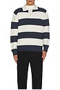 view 3 of 4 Striped Long Sleeve Polo in Green