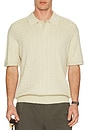 view 3 of 4 Cable Knit Short Sleeve Polo in Beige