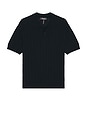 view 1 of 4 Cable Knit Short Sleeve Polo in Navy