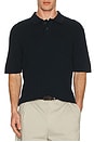 view 3 of 4 Cable Knit Short Sleeve Polo in Navy