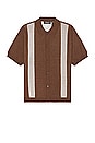 view 1 of 5 Short Sleeve Knit Shirt in Brown & Cream