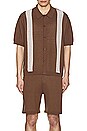 view 4 of 5 Short Sleeve Knit Shirt in Brown & Cream