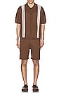 view 5 of 5 Short Sleeve Knit Shirt in Brown & Cream