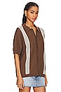 view 3 of 5 Short Sleeve Knit Shirt in Brown & Cream