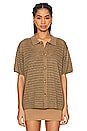view 2 of 5 Open Knit Short Sleeve Shirt in Taupe