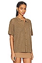 view 3 of 5 Open Knit Short Sleeve Shirt in Taupe