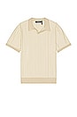 view 1 of 4 Short Sleeve Pattern Knit Polo in Cream & Natural