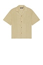 view 1 of 5 Vertical Stripe Short Sleeve Shirt in Taupe & Black