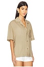 view 3 of 5 Vertical Stripe Short Sleeve Shirt in Taupe & Black