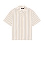 view 1 of 5 Textured Stripe Camp Shirt in White & Sand