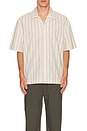 view 4 of 5 Textured Stripe Camp Shirt in White & Sand