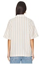 view 3 of 5 Textured Stripe Camp Shirt in White & Sand