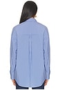 view 3 of 5 Poplin Button Up in Blue Stripe