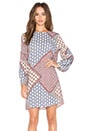 view 1 of 5 Ruffle Sleeve Dress in Patchwork Print
