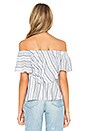 view 3 of 4 Ruffle Off Shoulder Top in Navy & White