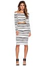 view 4 of 4 Off Shoulder Crop Top in Black & White Stripe