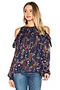 view 1 of 6 Downtown Lights Cold Shoulder Top in Navy Floral
