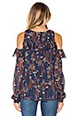 view 3 of 6 Downtown Lights Cold Shoulder Top in Navy Floral