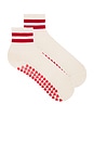 view 1 of 4 Striped Half Crew Grip Sock in Cream Lava Red