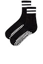 view 2 of 4 Striped Tube Grip Sock in Black White