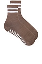 view 1 of 4 CALCETIN STRIPED HALF CREW in Coffee Brown & White