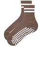 view 2 of 4 CALCETIN STRIPED HALF CREW in Coffee Brown & White