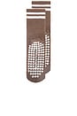 view 4 of 4 CALCETIN STRIPED HALF CREW in Coffee Brown & White
